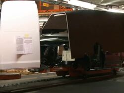 Vehicles get interior equipment installed Stock Footage