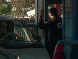 Customs agents check documents of drivers crossing US-Mexico border Stock Footage