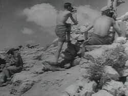 MS Tanks acrossing desert with firing and solders marching german officers discussing AUDIO / China Stock Footage