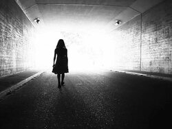 Little Girl walking to heaven Stock Footage