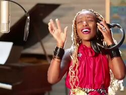 MS TU Shot of black woman singing in recording studio / Santa Fe, New Mexico, United States Stock Footage