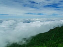 WS POV T/L View of Cloud sea at Jungbong (one of the mountaintop in Chirisan National Park) / Sancheong, Gyeongsangnam-do,South Korea  Stock Footage