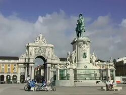 Dom Jose the First Plaza Lisbon Portugal Stock Footage
