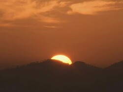 WS View of Sunrise over Kathmandu Valley / Kathmandu, Kathmandu Valley, Nepal Stock Footage