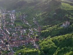 WS AERIAL View of houses in marshland of Werra / Germany Stock Footage