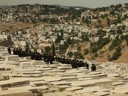 Orthodox Hassidic Jews in a Jerusalem Cemetery Stock Footage