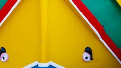 Traditional fish boat in Gozo Island Stock Footage