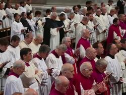 EVENT CAPSULE CLEAN - Pope Francis Leads The Celebration of the Lord's Passion at St. Peter's Basilica on April 19, 2014 in Vatican City, Vatican. (Footage by Giulio Origlia/Getty Images) Stock Footage