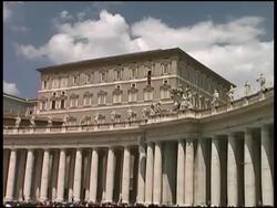 Vatican City: Push into Pope At Window Stock Footage