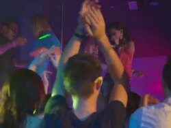HD DOLLY: People Clapping To The Rhythm At Night Club Stock Footage