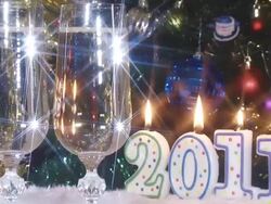 Christmas 2011 - candles and champagne Stock Footage