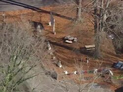 MS AERIAL Shot of Howard Finster's Paradise Gardens / Georgia, United States Stock Footage