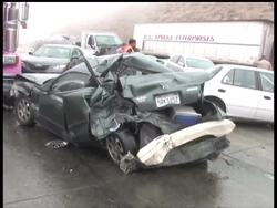 Chain-reaction wreck in So. California fog injures motorists on mountain pass. News Clip