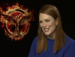 INTERVIEW - Julianne Moore at The Hunger Games: Mockingjay, Part 1 Junket Stock Footage