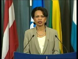 Rice with NATO, EC, leaders, comments on Iran, China News Clip