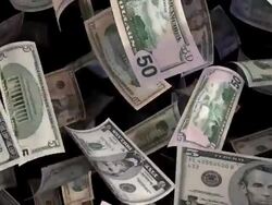 (Loop) Spinning US Currency with Rays Stock Footage