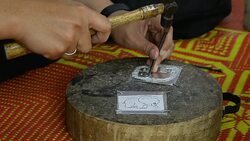 Silver art handicrafts of Lanna, Thai style, Chiang Mai, Thailand, hand banging on silver with a hammer. Stock Footage