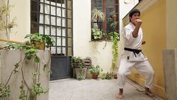 Man Practicing Martial Arts Stock Footage