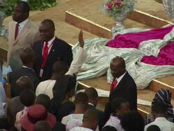 MS Shot of congregation listening to preacher / Lagos, Nigeria Stock Footage