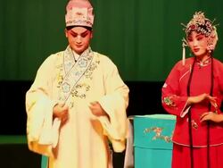 MS PAN Artist performing qinqiang opera in theater, qinqiang is representative folk opera of northwest china AUDIO / xi'an, shaanxi, china Stock Footage