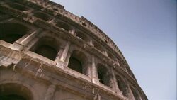 Rows of arched windows line the Colosseum in Rome, Italy. Stock Footage