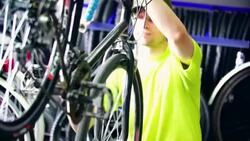 Bicycle repair. Stock Footage