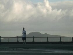 Morning Exercise: Silhouette Running to Left Stock Footage