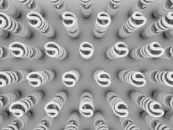 CGI rising to birds eye view of infinite new bulbs / PAN down while bulbs glow Stock Footage