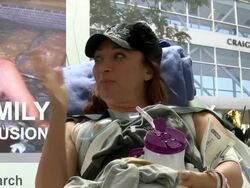 Olympic swimmer, Amy Van Dyken, rehabilitation Stock Footage