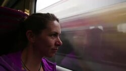 Solo Woman Traveler on Train Stock Footage