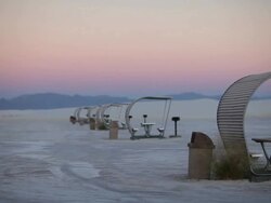MS PAN Picnic shelters in White Sands National Monument / Alamogordo, New Mexico, United States Stock Footage