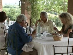 MS People eating at luxury restaurant / Montepulciano, Tuscany, Italy Stock Footage