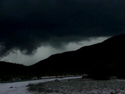 thunderstorm in mountain landscape Stock Footage