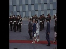SYND 13-3-74 PAT NIXON ARRIVES FOR INAUGURATION OF PRESIDENT PEREZ News Clip