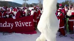 Dozens Santas Skiing to Raise Money Instructional Video
