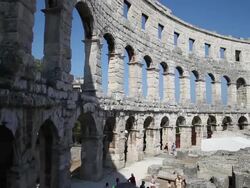 Roman amphitheater, Pula Stock Footage