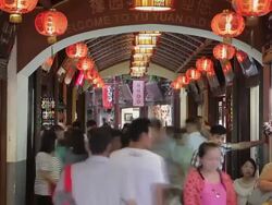 MS T/L Tourists visiting Yuyuan Bazaar in Shanghai / Shanghai,  China Stock Footage