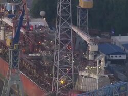 AERIAL MS View of shihyard  / Hamburg, Hamburg, Germany Stock Footage