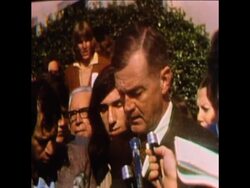 SYND 25-10-73 NIXON'S LAWYER EMERING FROM COURT AND SPEAKING ABOUT RELEASE OF WATERGATE TAPES News Clip