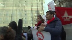 People gather in Lisbon to protest arrest of former Brazilian president News Clip