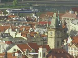 MS AERIAL Shot of old city house / Prague, Czech Republic Stock Footage