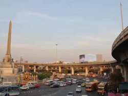 Traffic at Victory Monument, Bangkok, Thailand. Stock Footage