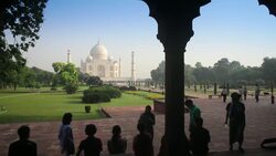 Tourists visit the Taj Mahal. Stock Footage
