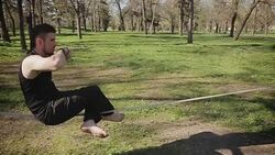 sitting on the rope,amazing skill Stock Footage