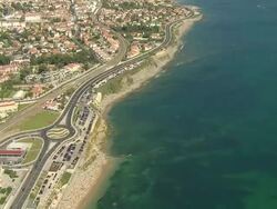 WS AERIAL ZI View of Marginal / Lisbon, Portugal Stock Footage