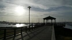 Gazebo at the end of the pier. Stock Footage