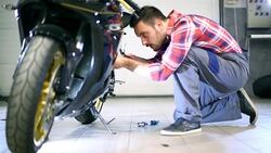 Motorcycle engine maintenance. Stock Footage