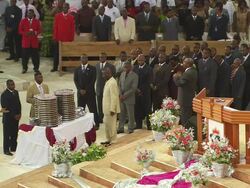 MS Shot of people queuing for drink / Lagos, Nigeria Stock Footage
