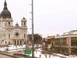 MS  Loring Park area and Basilica of Saint Mary / Minneapolis, Minnesota, United States Stock Footage