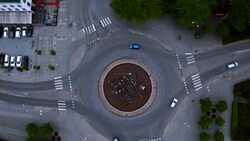 AERIAL: A roundabout, Eskilstuna city Stock Footage